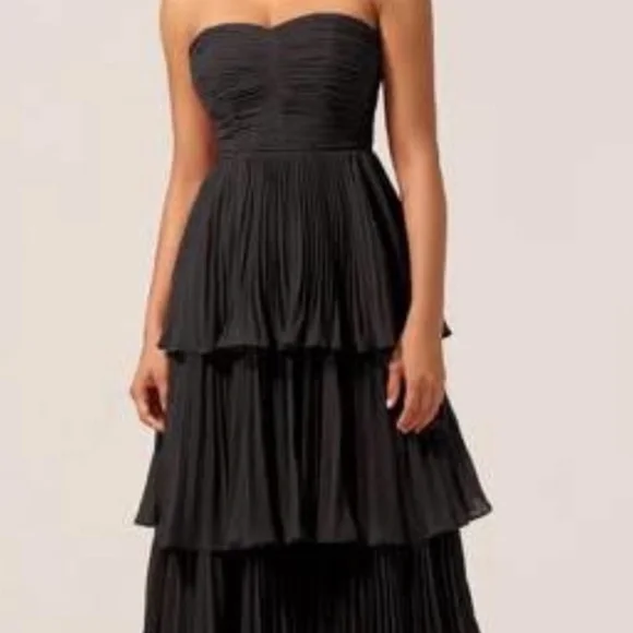 Seriously Sensational Black Strapless Tiered Maxi Dress Size M - Picture 1 of 3